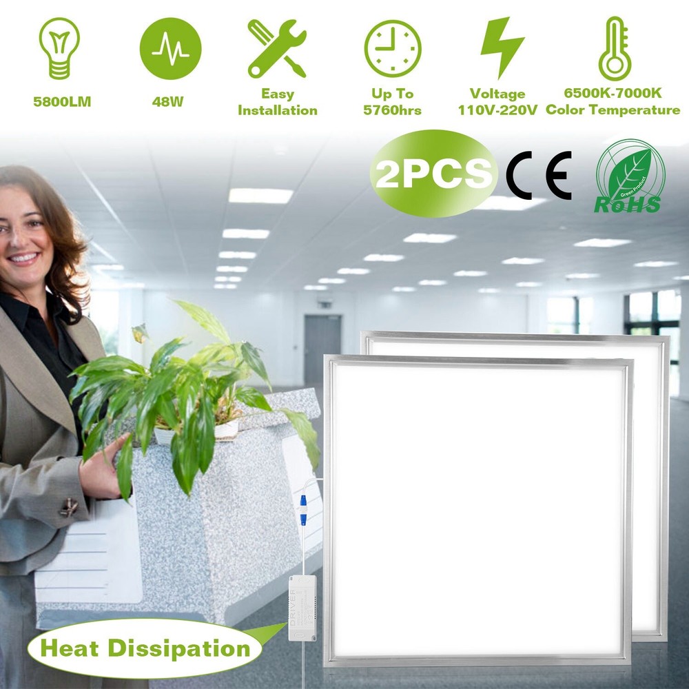 2 Pcs 2X2 LED Flat Panel Light, Lighting for Office Drop Ceiling LED Light Panel