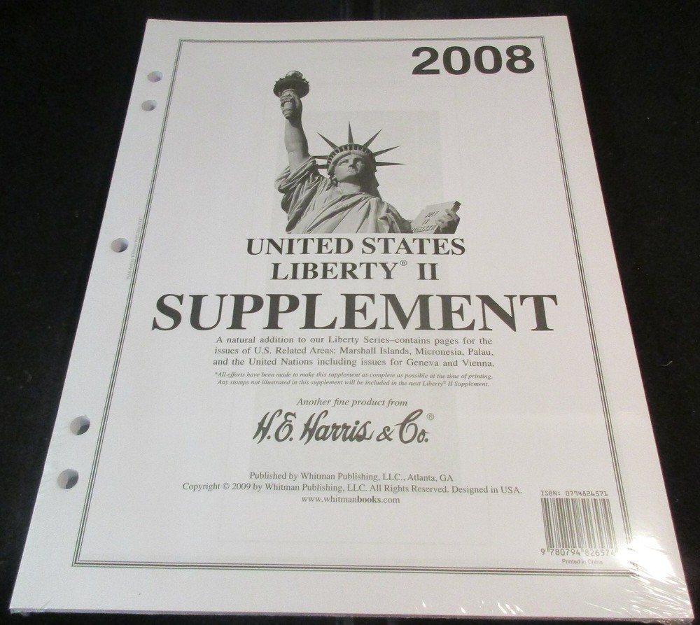 H.E. HARRIS 2008 U.S. LIBERTY Il SUPPLEMENT WITH FREE SHIPPING!!!