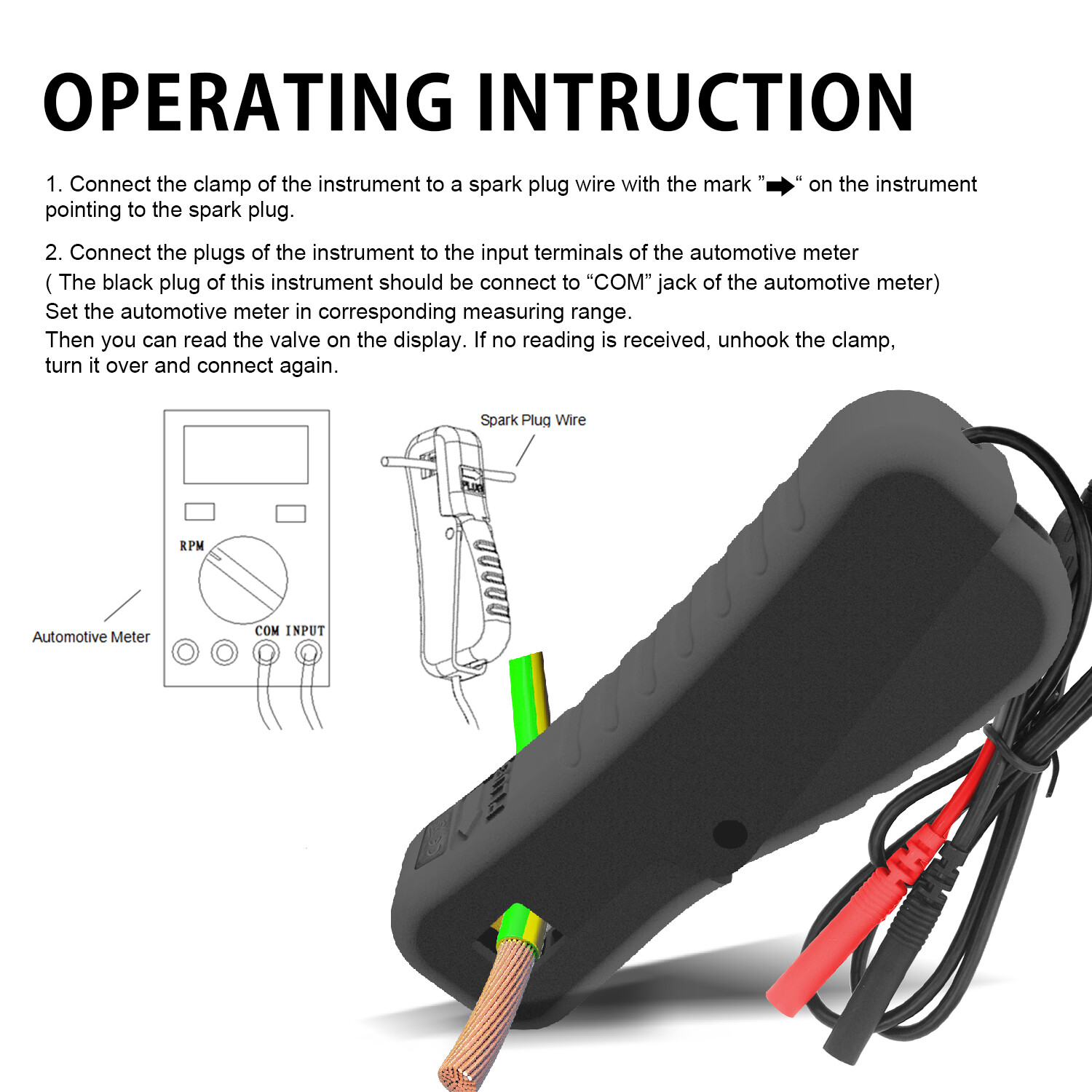 Automotive Multimeter Kit Auto Diagnostic RPM Tachometer Dwell Angle Test Leads