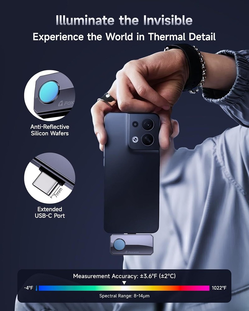 FOXWELL RT100 Infrared Thermal Camera High Resolution Imaging for Android Window