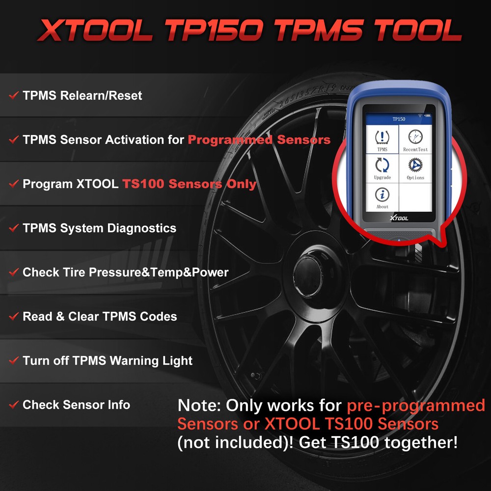 2024 XTOOL TP150 TPMS Programming Tool Tire Sensor Relearn Reset Actived Scanner
