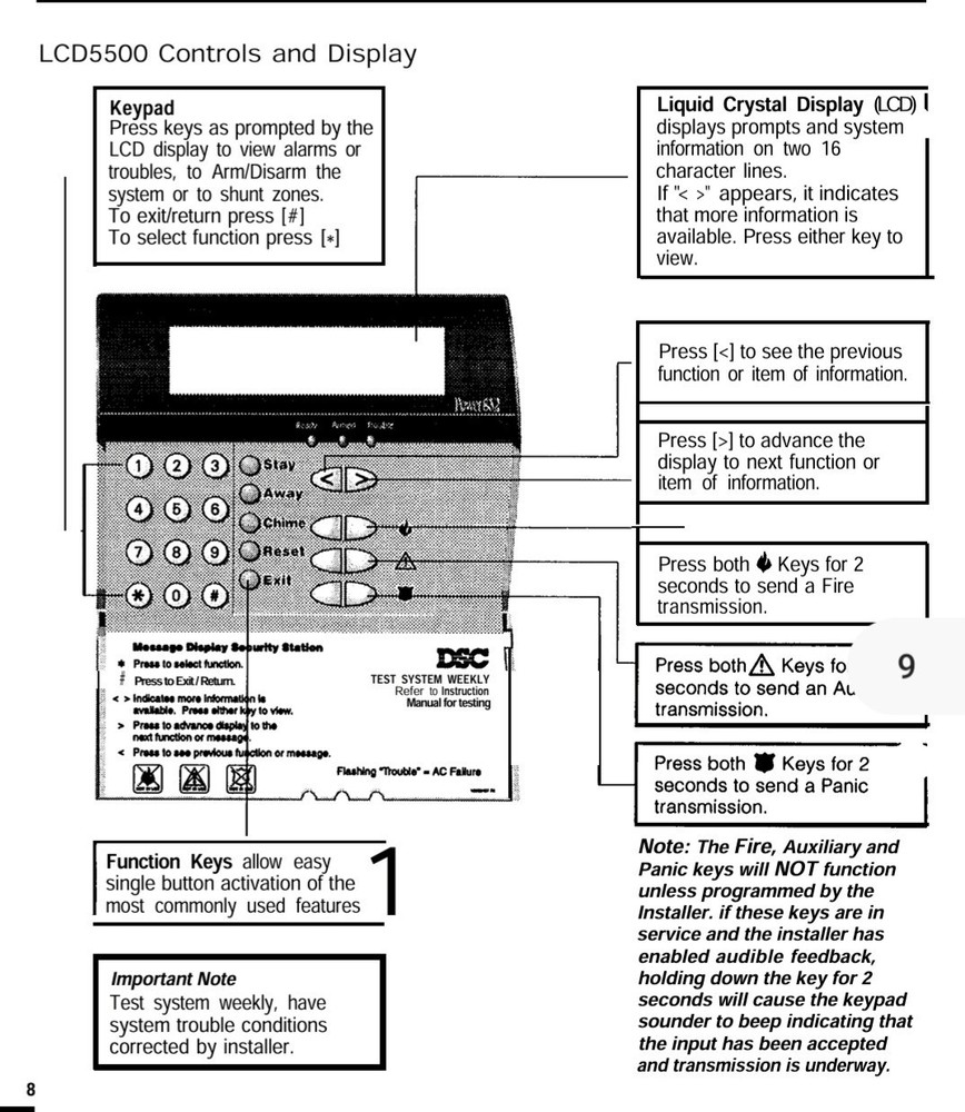 DSC LCD5500Z - Power832Programmable MessageLCD keypad