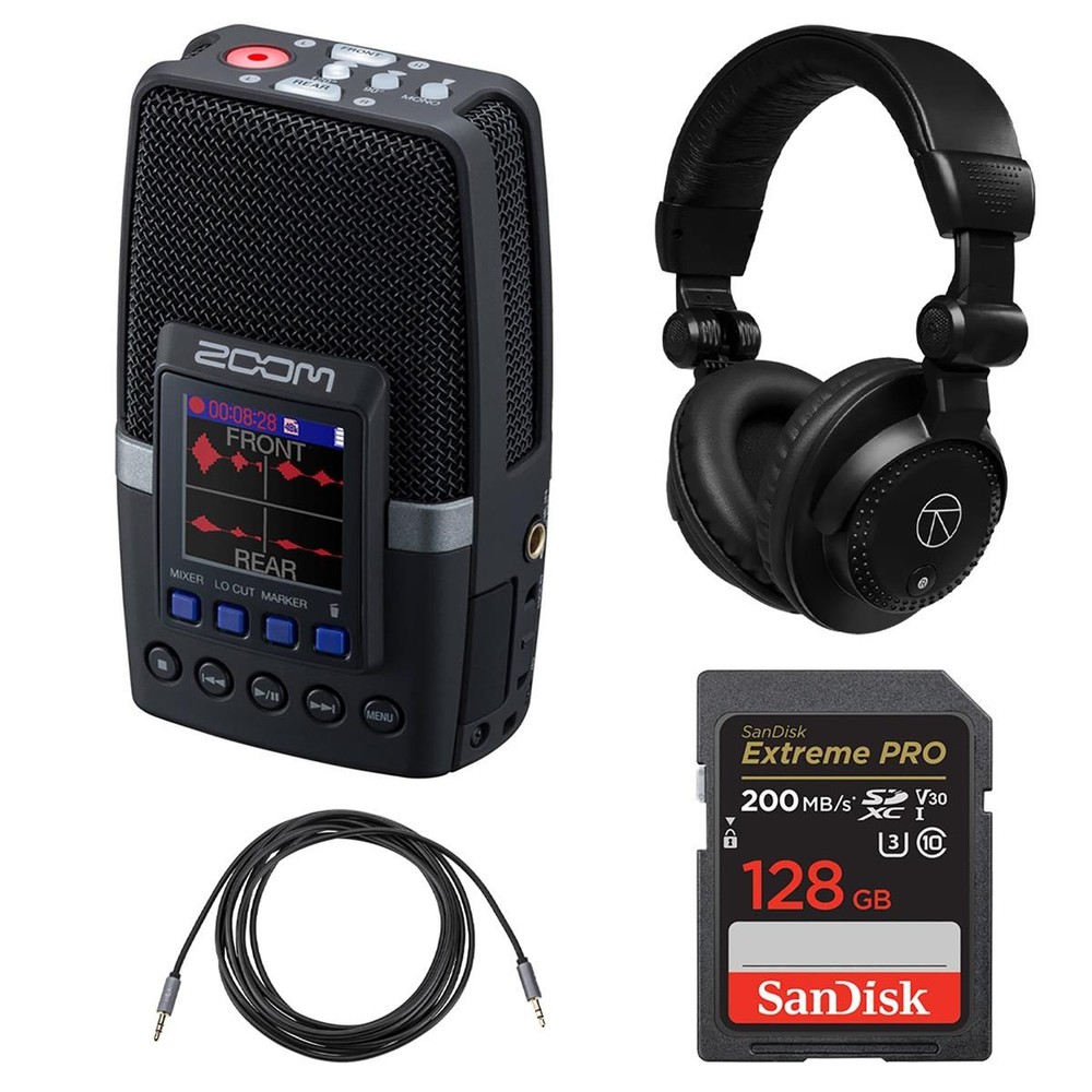 Zoom H2essential Multi-Mic 32-Bit Float Handy Recorder, Bundle with TAPH100 Head