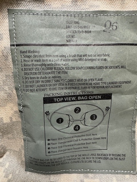 US Military JSLIST NBC Backpack Bag
