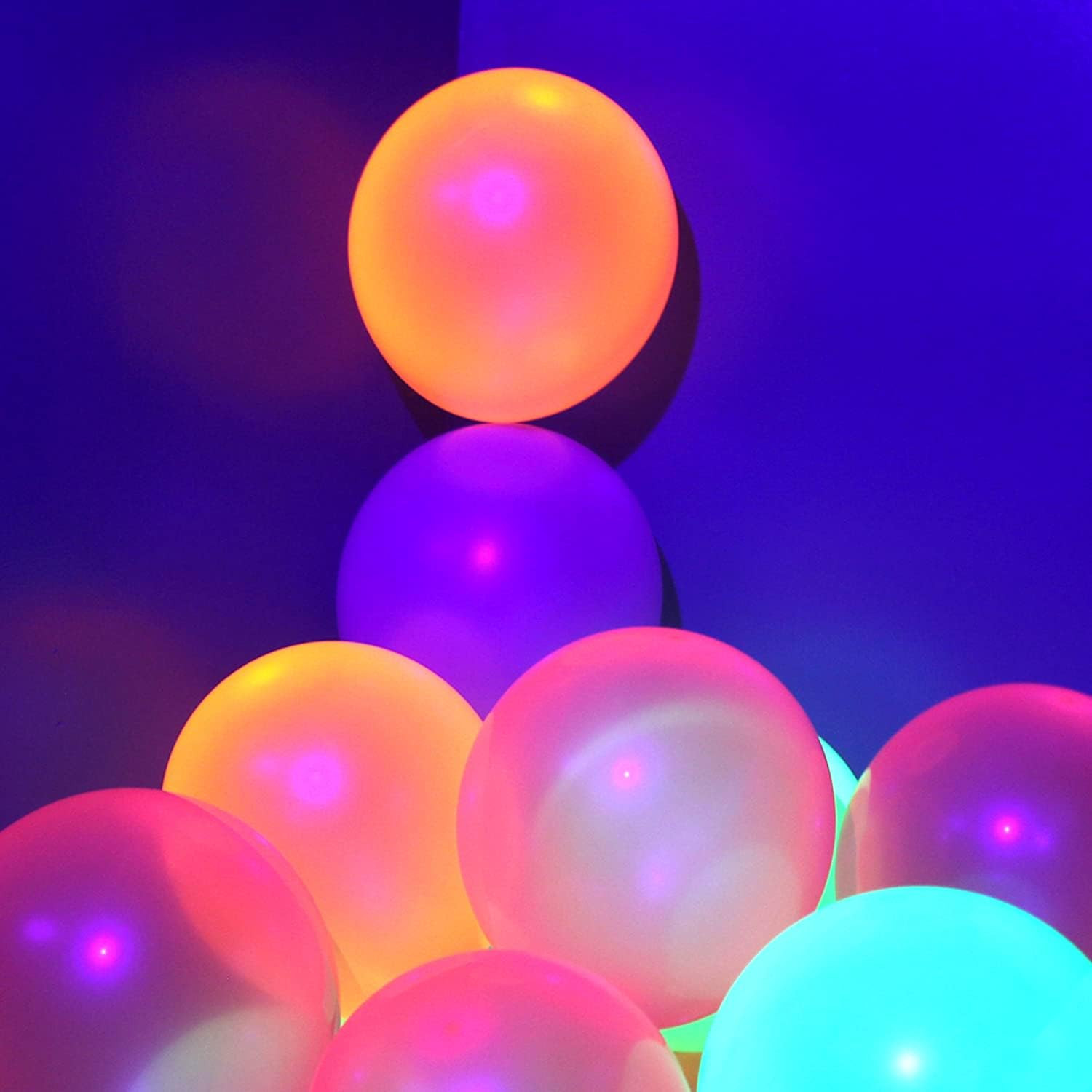 110 Pcs Neon Glow Balloons UV Black Light Party Birthday Fluorescent Decor
