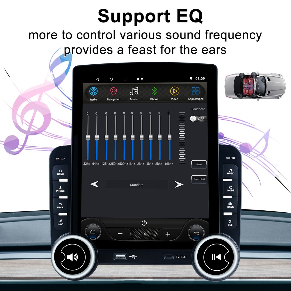 2 DIN Android 13 Car Player 2+32G Vertical Screen Apple CarPlay Auto Stereo Navi