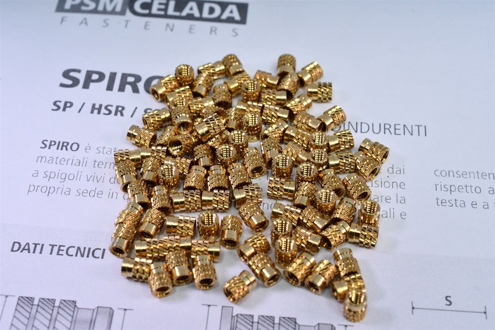 100 PSM Fasteners Spiro Brass Threaded Inserts for Plastic 4-40 X .208