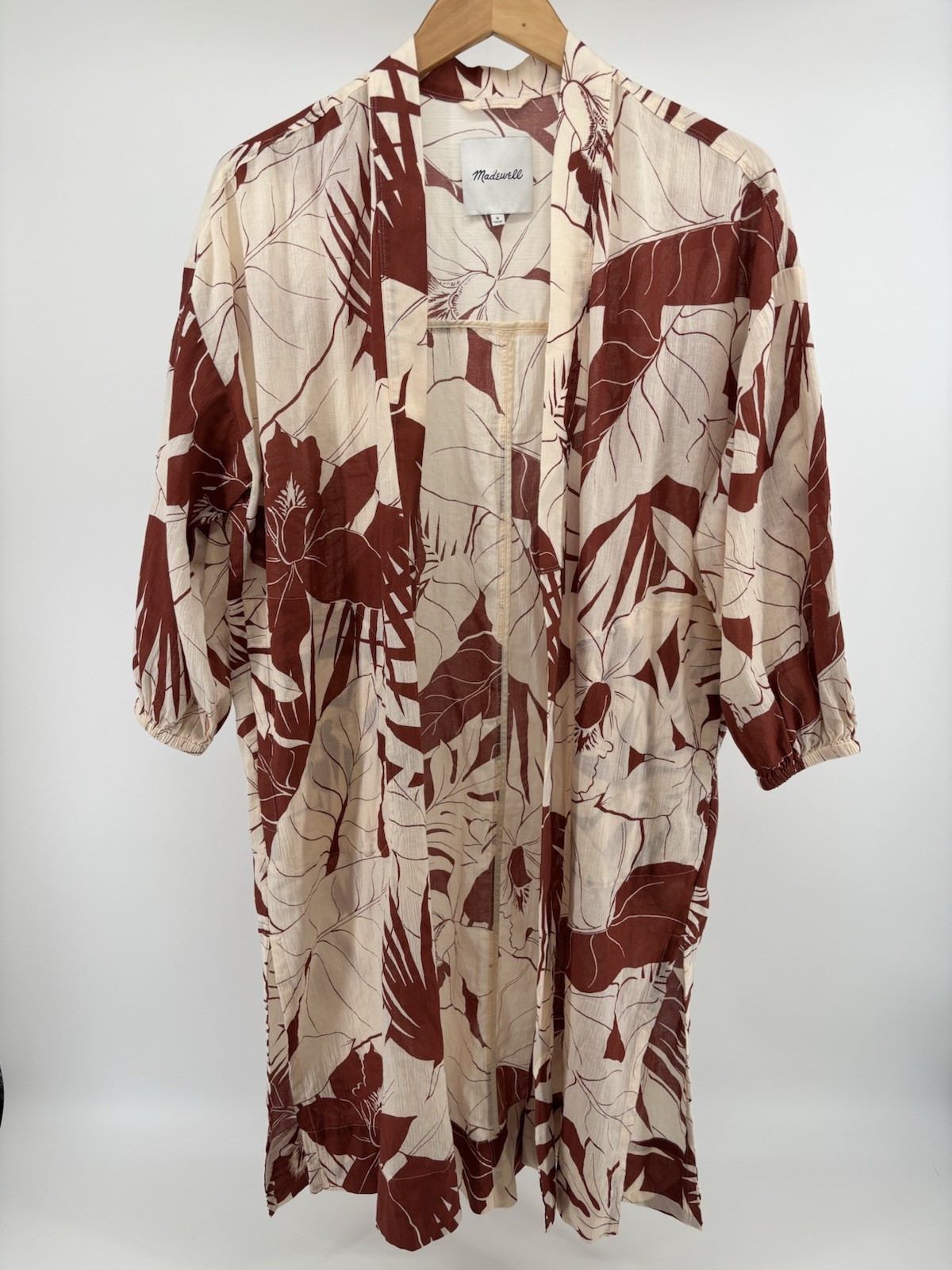 Madewell Robe in Tropical Vacation Women’s Size S Kimono Beach Coverup Garden