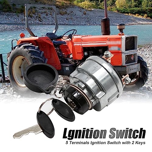Ignition Key Switch, 5 Terminals Ignition Switch Replacement for Ford New