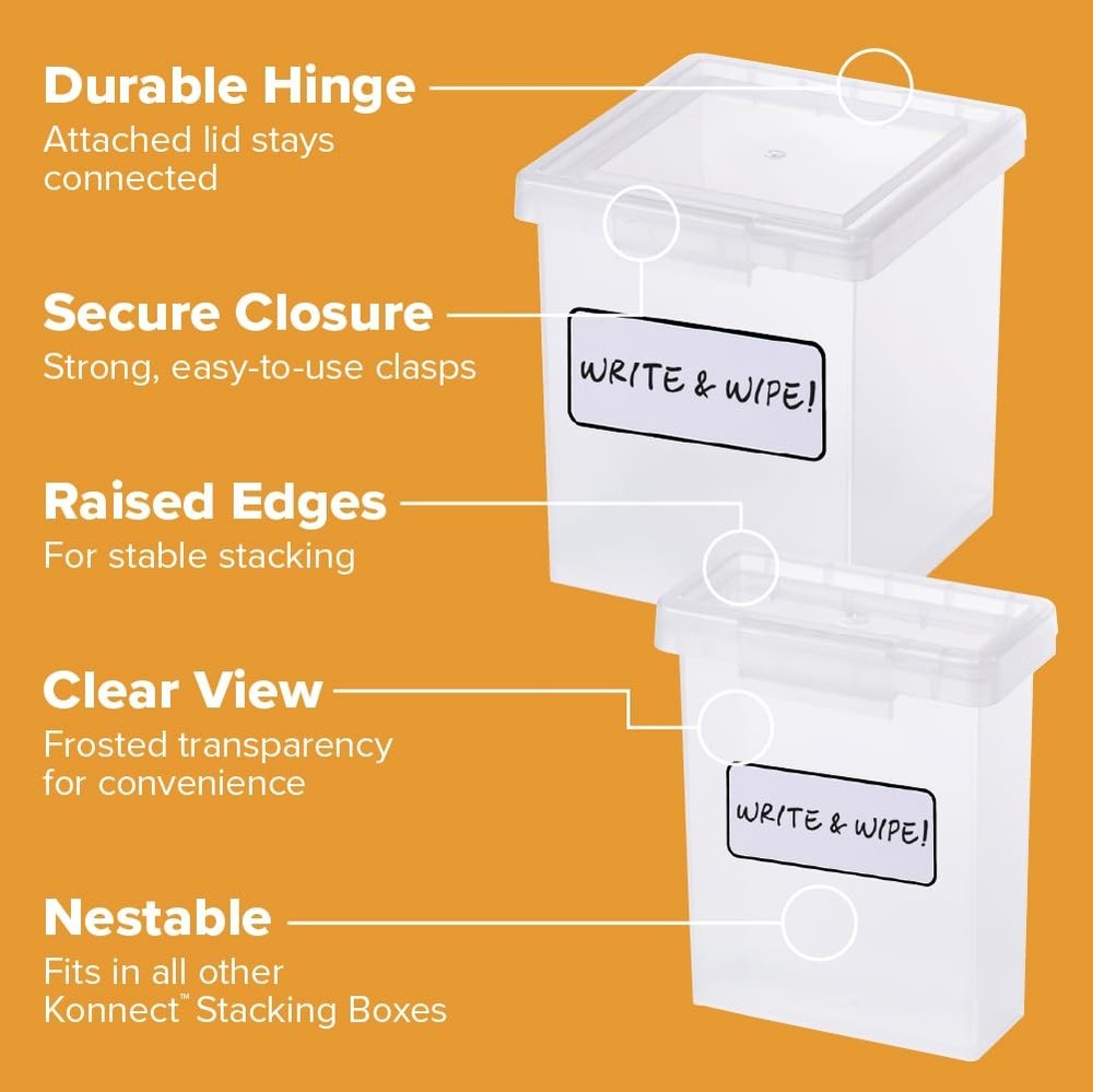 Bostitch Konnect Storage Containers with Lids, Organizer, Combo pack, Clear