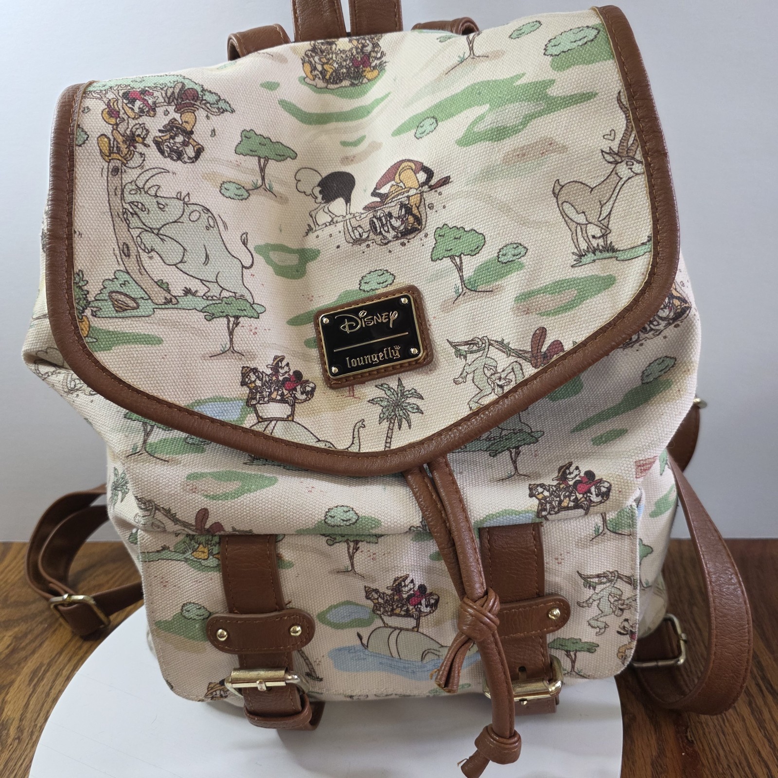 Loungefly Disney Mickey Mouse Minnie Goofy Safari Backpack Rucksack Canvas Bag