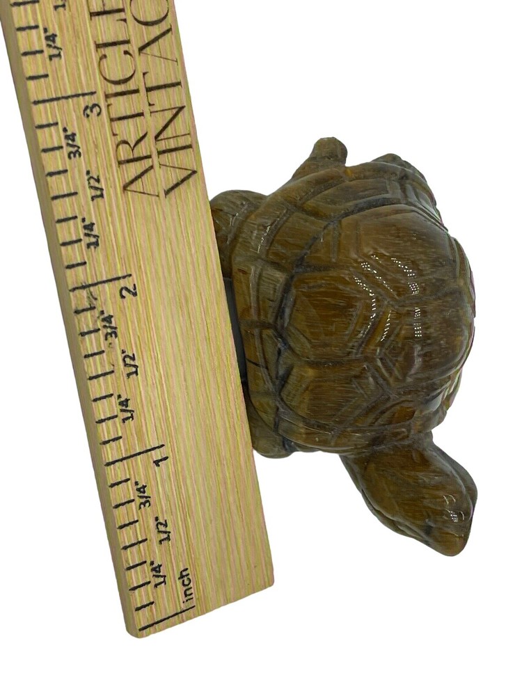 Stone Turtle Figurine Tortoise Shell Miniature Brown Abstract Art