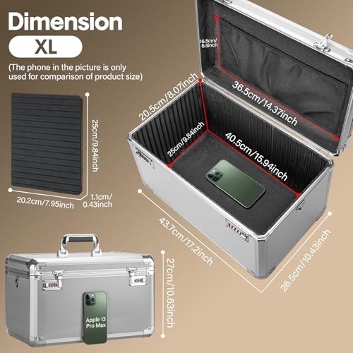 Lockable Aluminum Storage Box with Code - Portable, Durable & Childproof - 17.2"