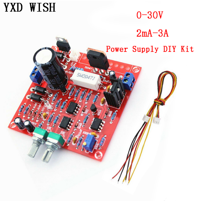 0-30V Red 2mA-3A Continuously Adjustable DC Regulated Power Supply DIY Kit