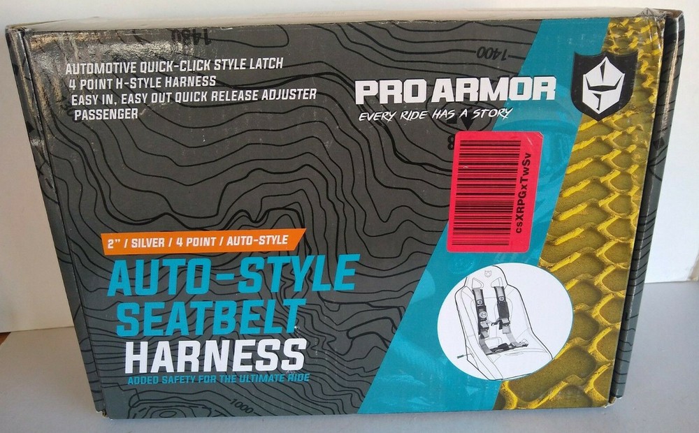 Pro Armor 4-Point Auto-Style Seatbelt Harness 2" Silver Passenger Side