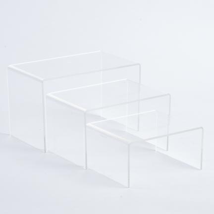 SSWBasics 4 inch Rectangular Nesting Clear Acrylic Display Risers - Acrylic
