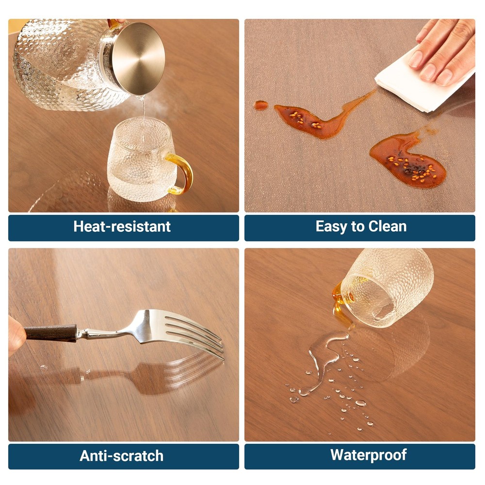 Clear Table Cover Protector Rectangle 40 x 78 Inch, 1.5mm Transparent Plastic...