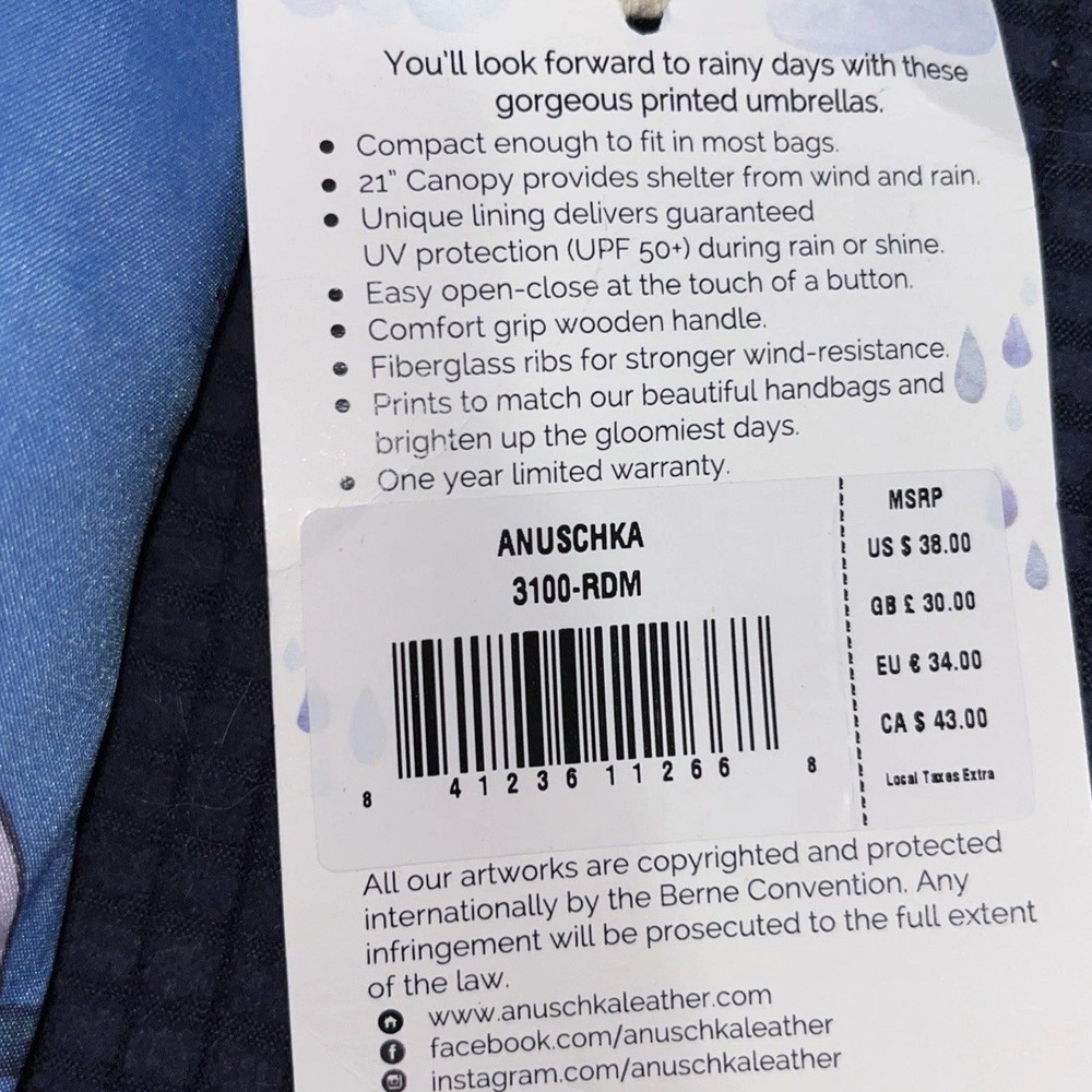 Anuschka FLORAL & LADYBUGS Automatic Open Close Printed Umbrella