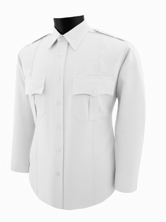 Security guard Police white polyester uniform  shirt Long Sleeve