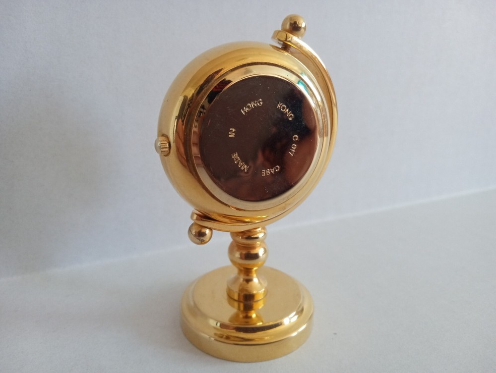 Perini Miniature Brass Clock Globe Collectible