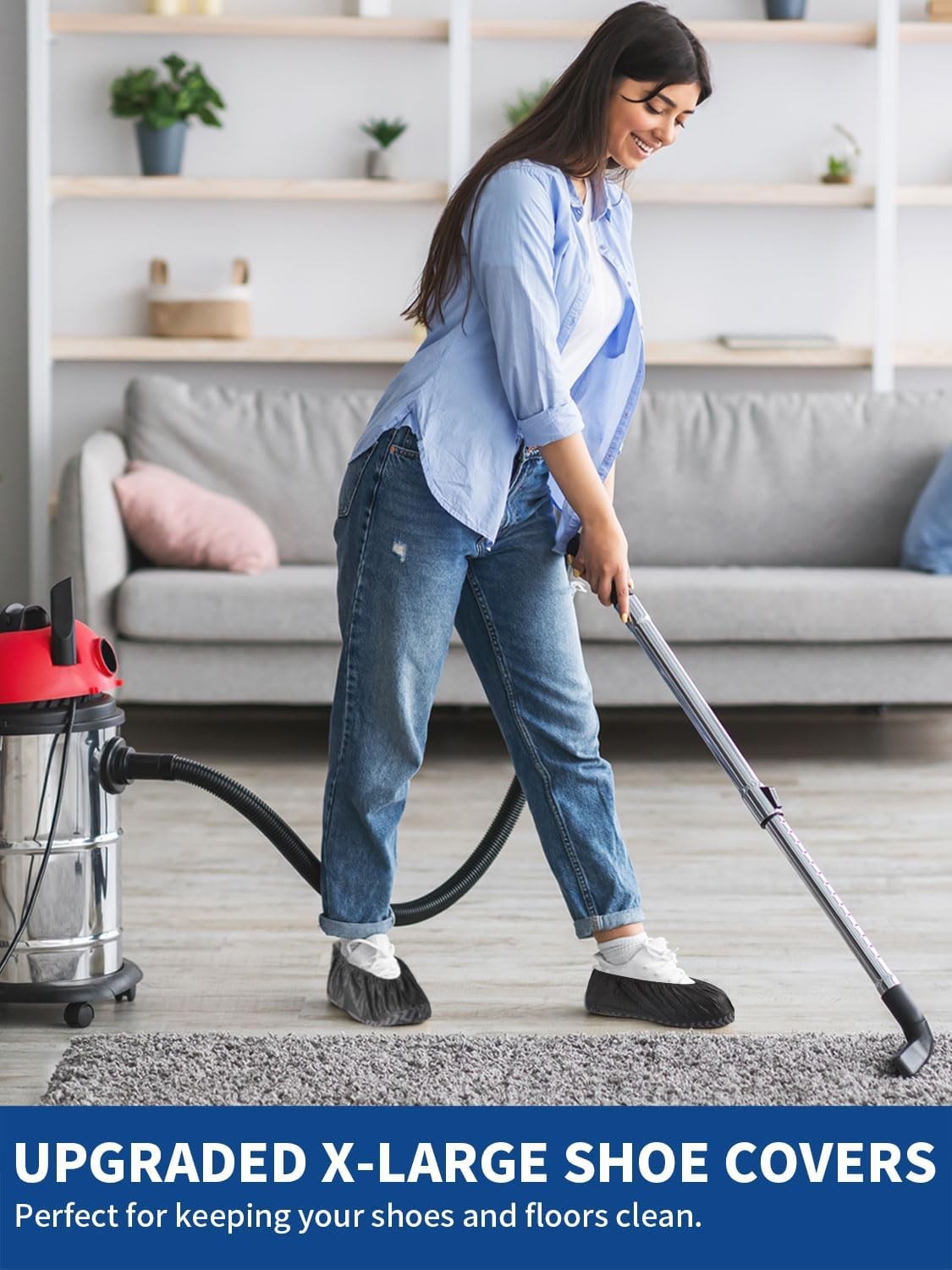 X-Large 50 Pack Shoe Covers Disposable Non-Slip Black Booties Fit Men US 13