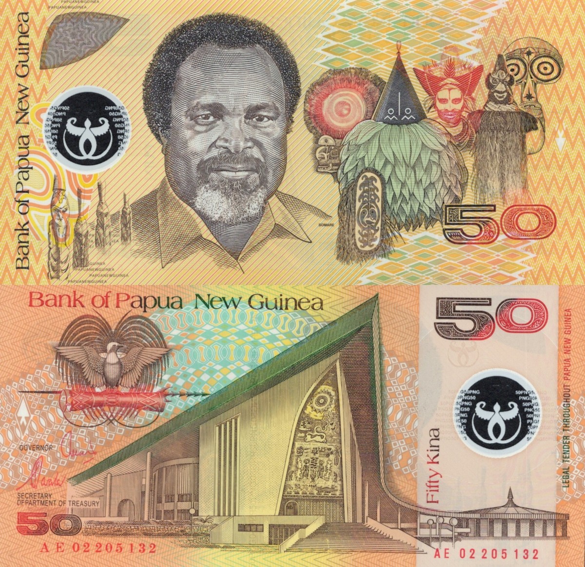Papua New Guinea 50 Kina 2002 P 18c Polymer UNC