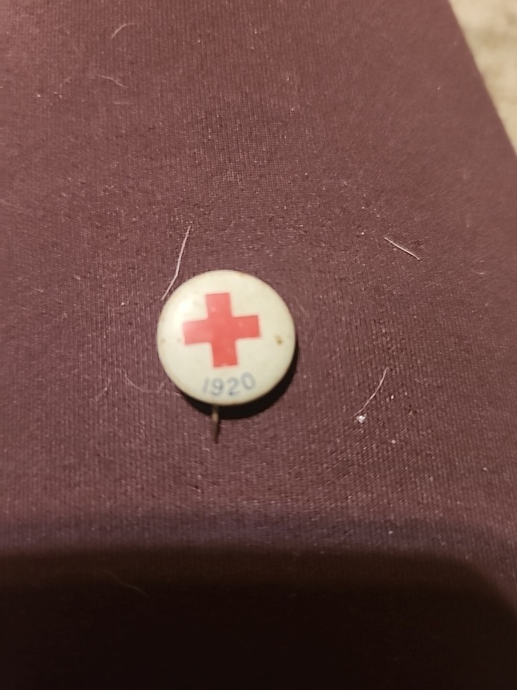 Vintage 1920 Red Cross Button Pin #1