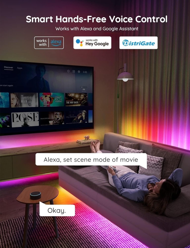 Color Changing 65.6ft LED Strip Lights - Smart Features for Halloween & Easter