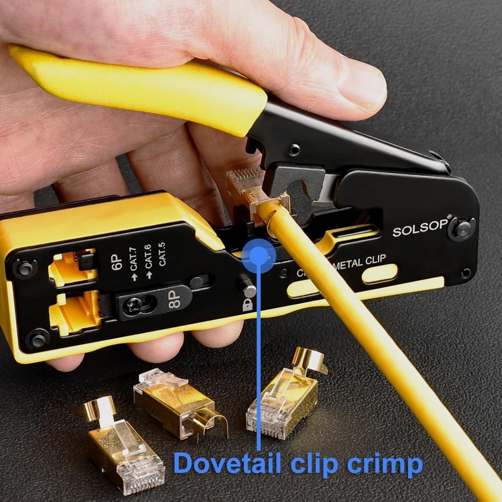 Versatile Pass Through Crimp Tool and Tester Bundle with 50 Pack RJ45 Connectors