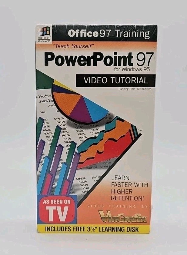 Viagrafix Training PowerPoint 97 & Windows 95 VHS Video Tutorial + Floppy NEW