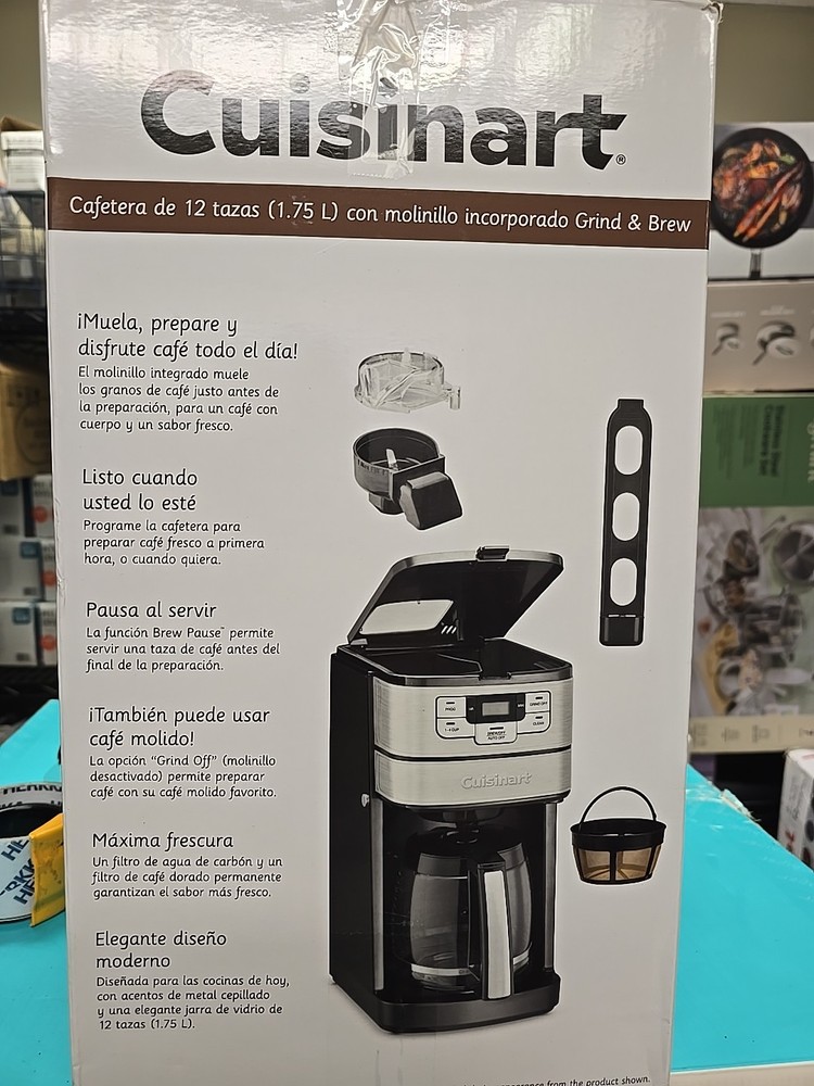 Cuisinart Automatic Grind & Brew 12-Cup Coffee Maker - Display Lcd Power TESTED