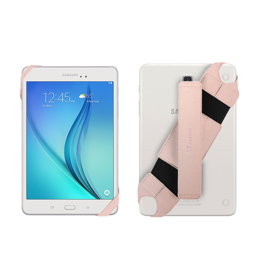 Universal Tablet Hand Strap Holder Swivel PU Leather Handle Grip w Elastic Belt