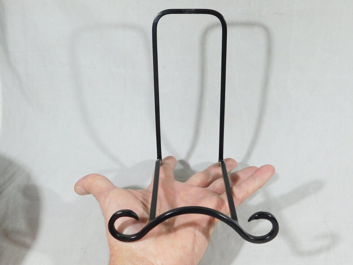 Easel Display Stand Black Metal Large Size Scroll Design