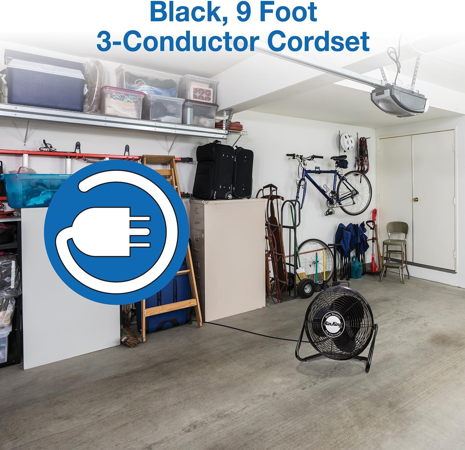 Air King 9212 12-Inch Industrial Grade High Velocity Pivoting Floor Fan , Black