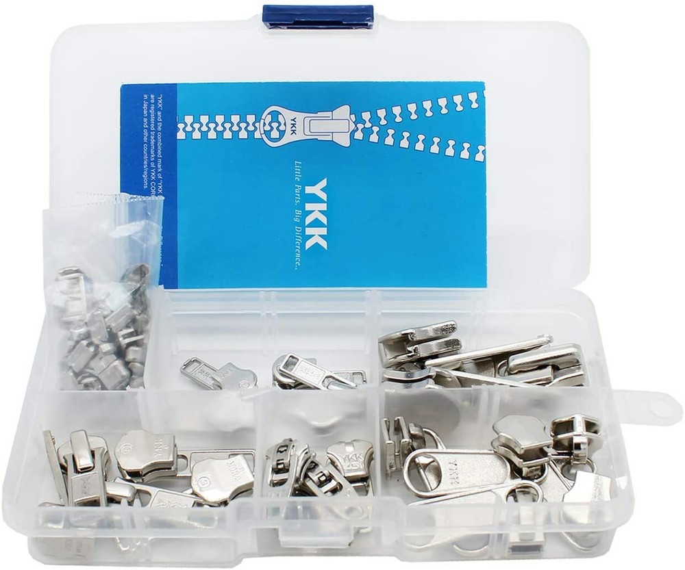 YKK Zipper Repair Kit Solution Assorted Sliders Easy Container Storage Set