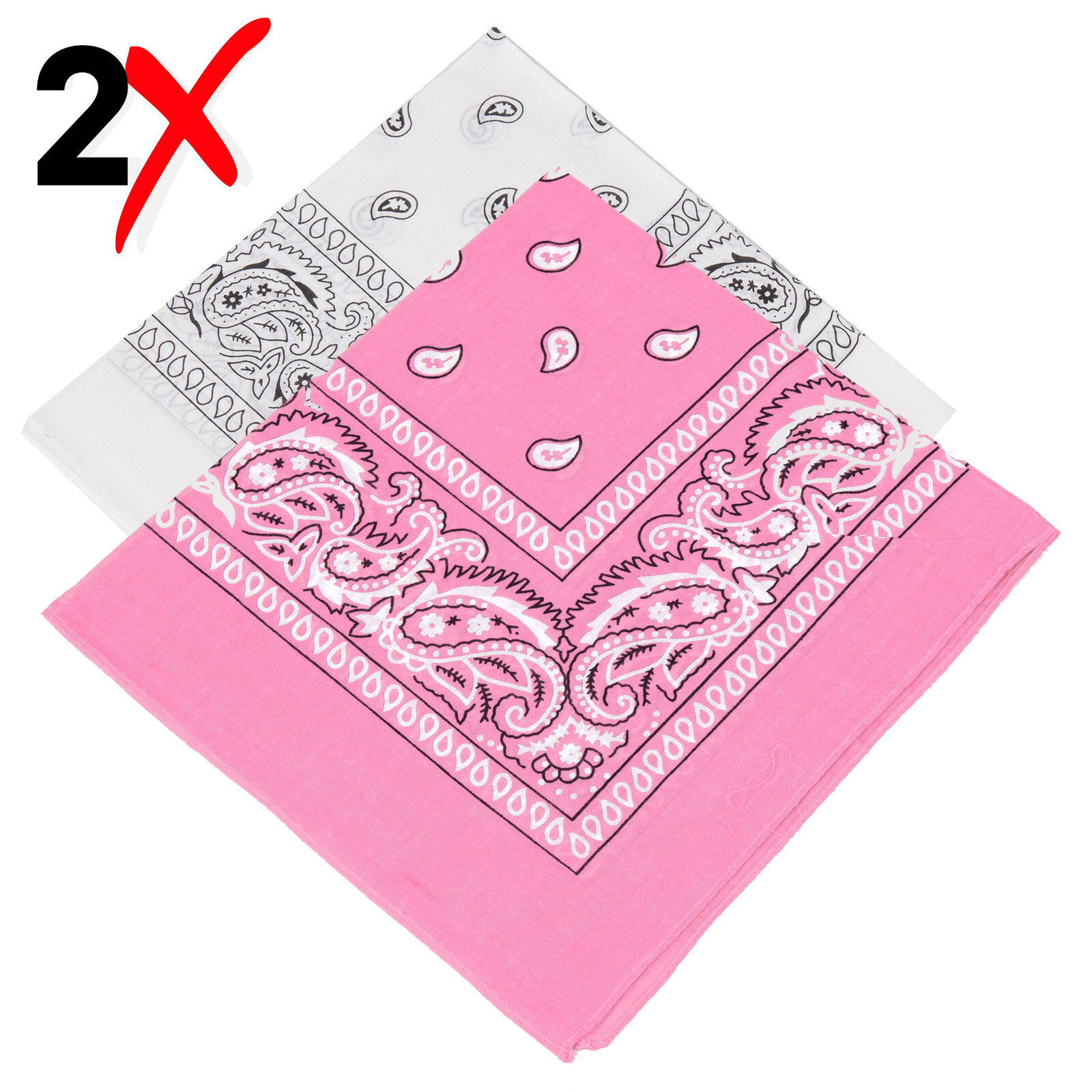 2-Pack Bandana 100% Cotton Paisley Print Double-Sided Scarf Head Neck Face Mask