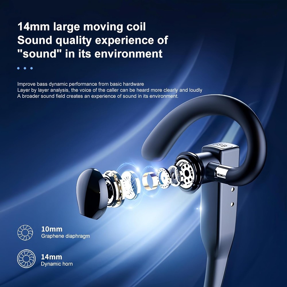 Bluetooth Headset Wireless Bluetooth Earpiece with 500mAh Charging Case 72 Hours