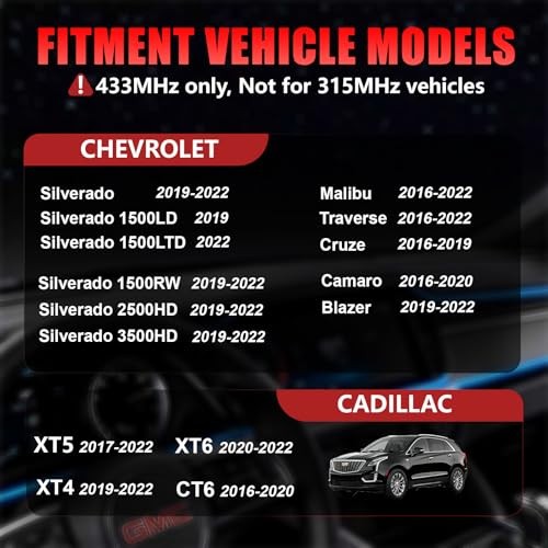 Pre-Programmed 433Mhz TPMS Sensor Compatible with Chevy