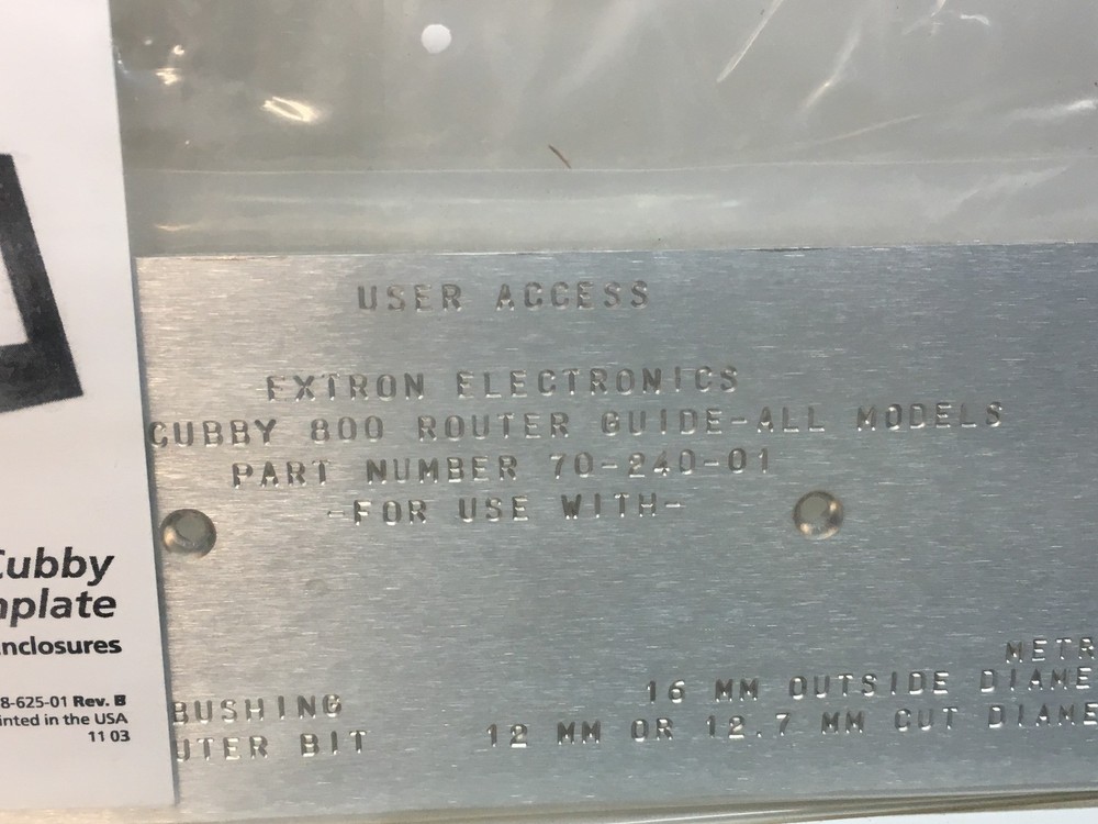 Extron Electronics KTS, CABLE CUBBY800 Router Guide 70-240-01