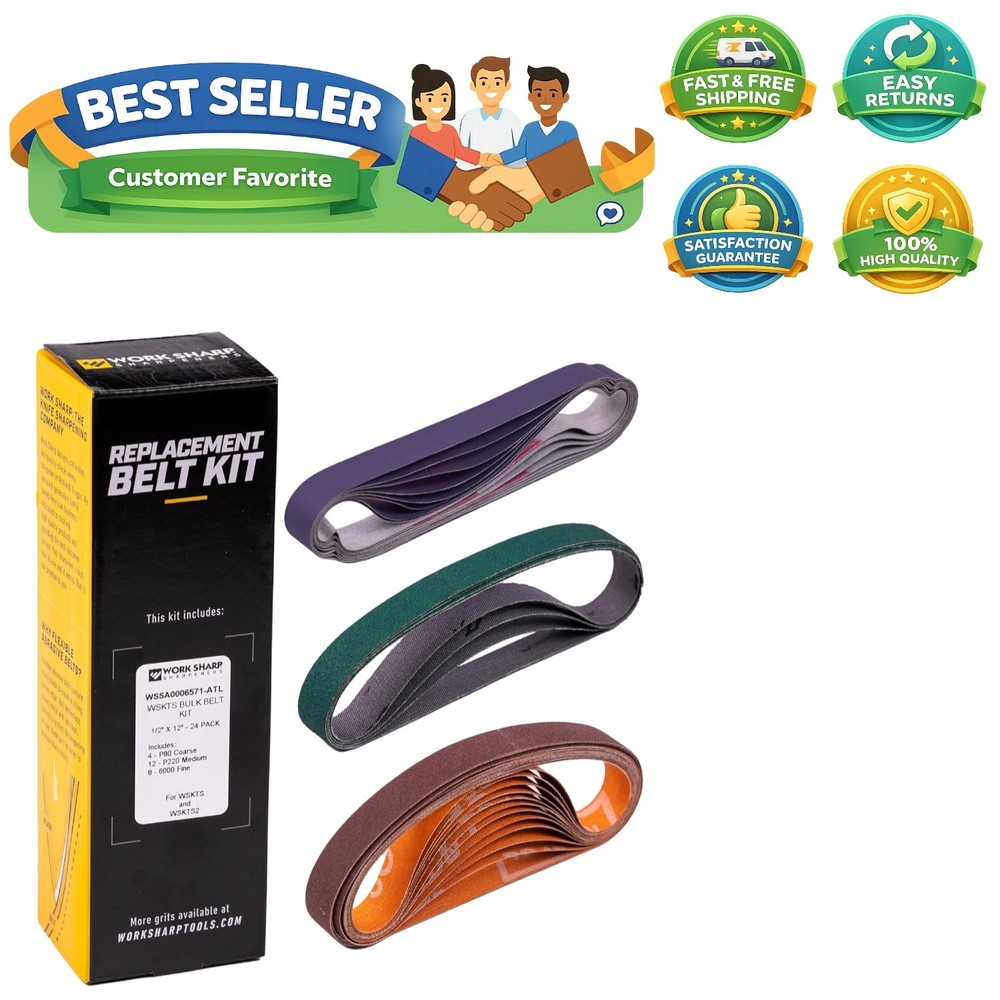 Bulk Bundle Value Pack, KTS Replacement Abrasive Belt Kit, 24 Assorted Grits