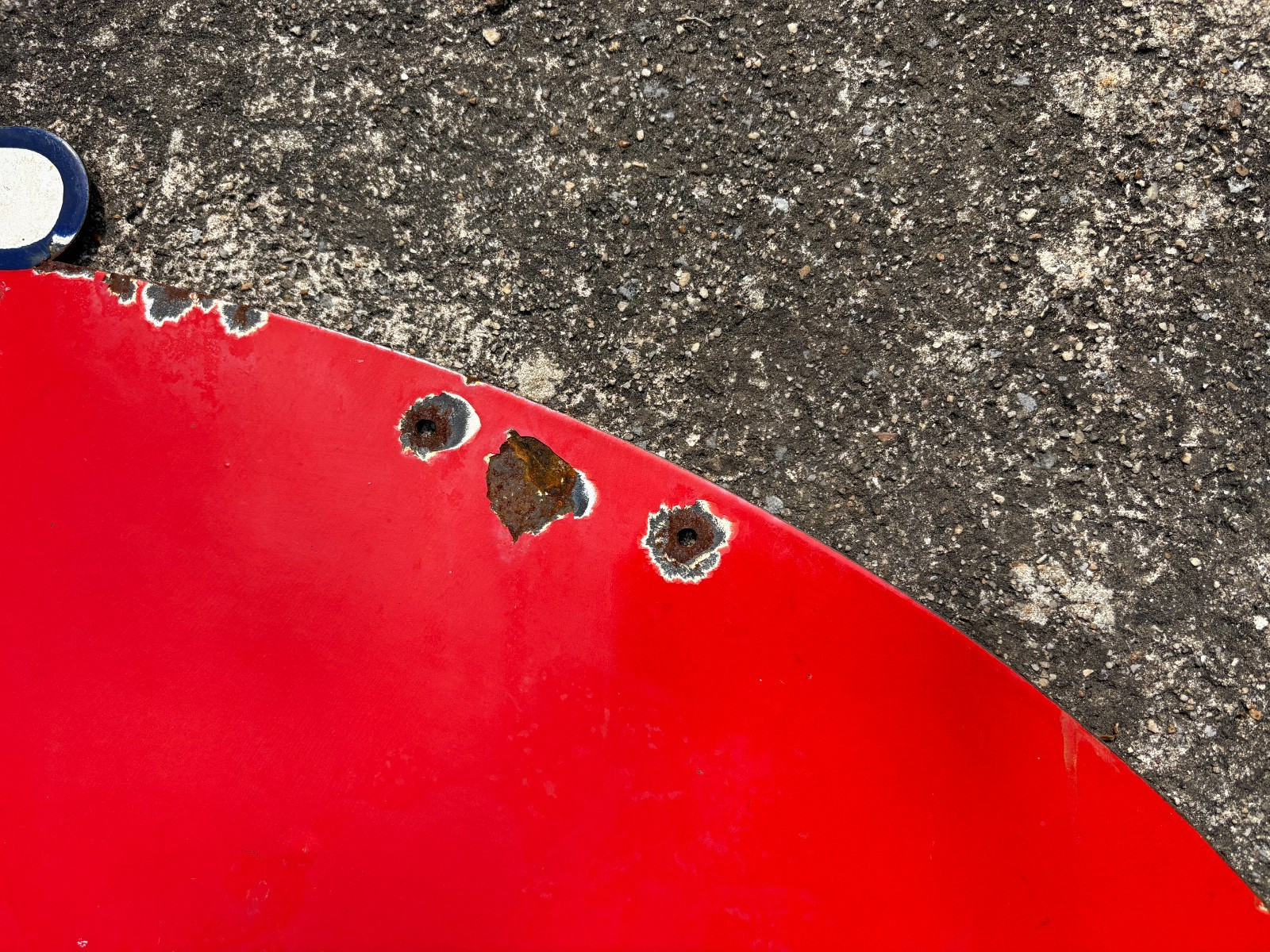 ORIGINAL 1950's "AMOCO GASOLINE" LARGE DOUBLE SIDED PORCELAIN DEALER SIGN, NICE