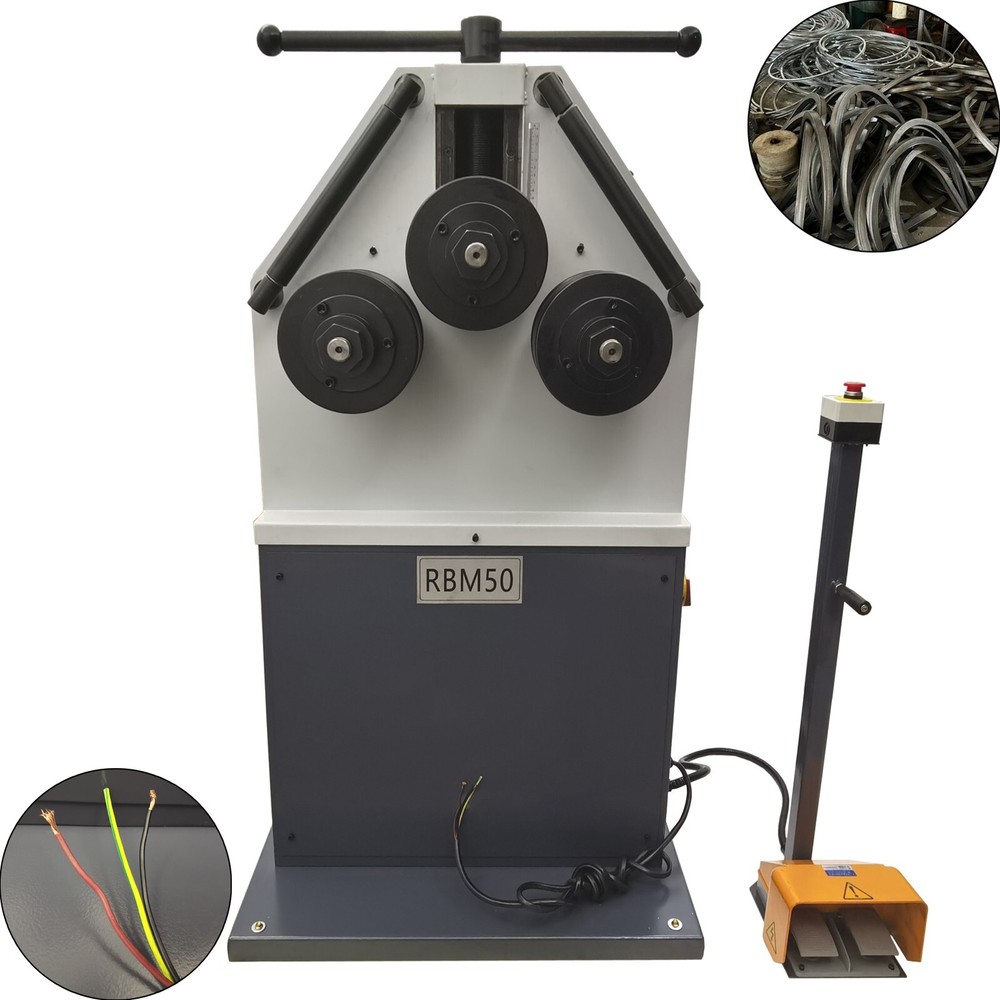 Vertical RBM50 Roll Bender 220V 1PH Three Rollers Round Bending Machine 2.2KW