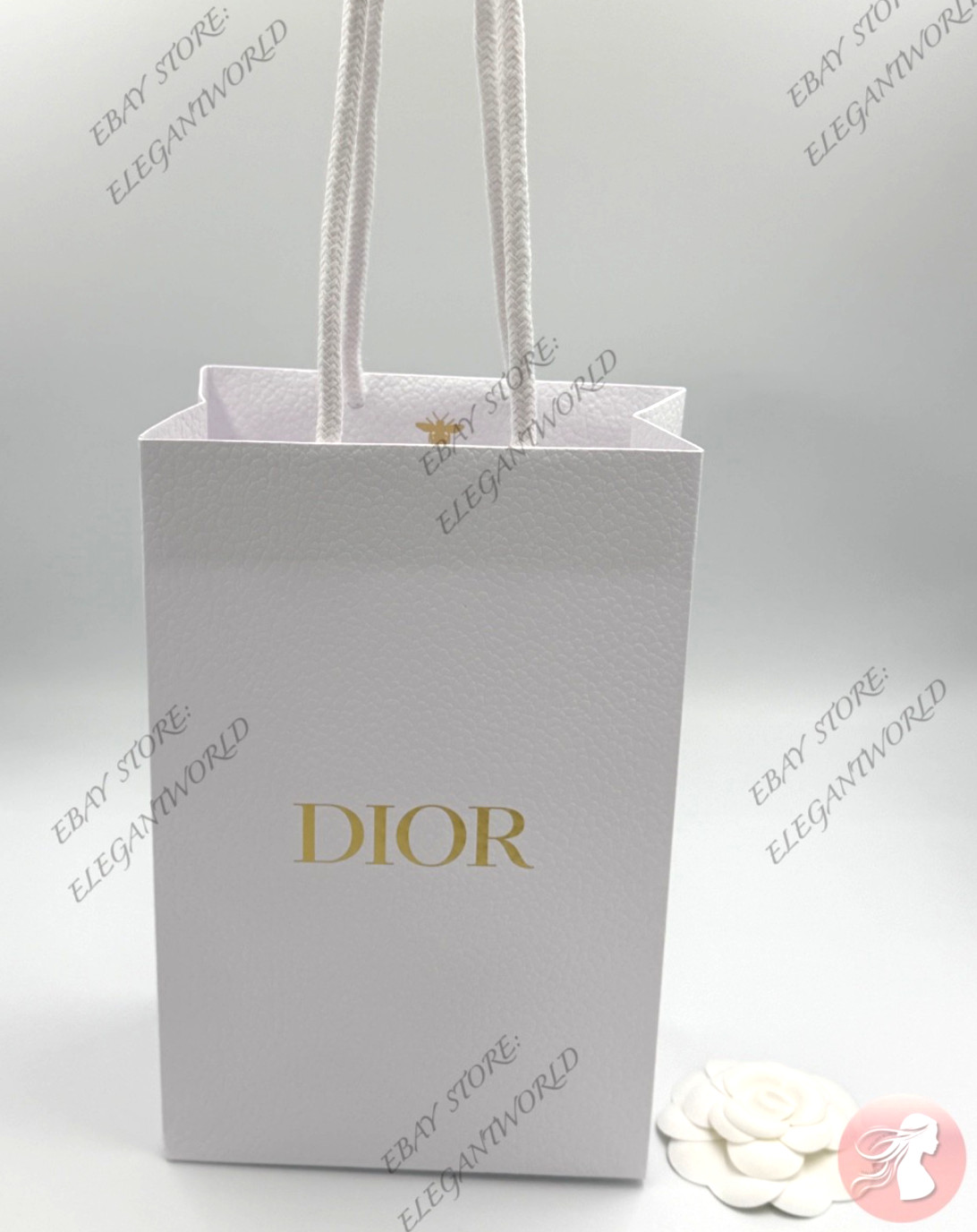 Dior Classic White Textured Paper Gift Bag New Small W. 5.75  x  H. 9 x  D. 3.25