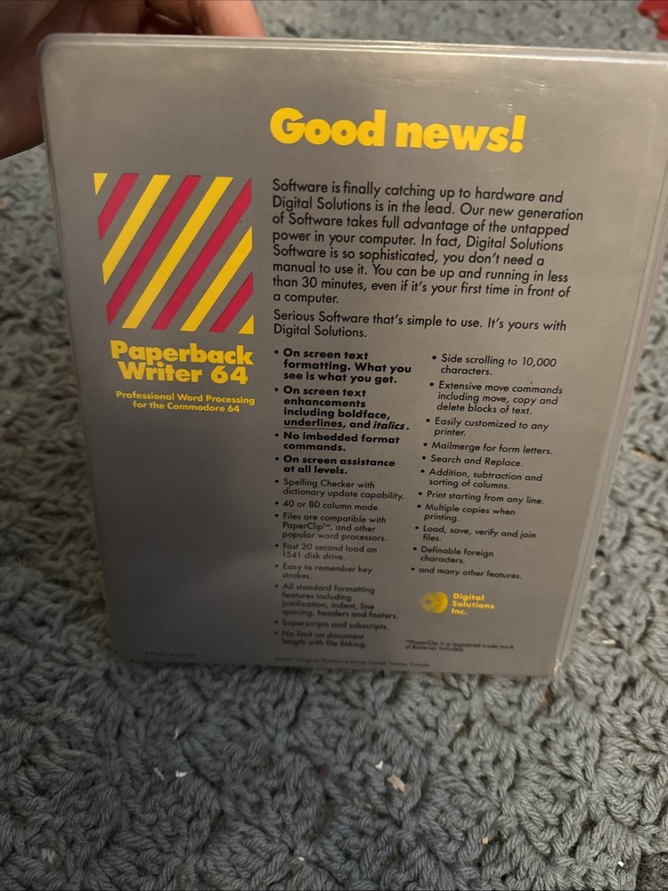 Digital Solutions Software Paperback Writer 64 Complete Commodore 64 C64