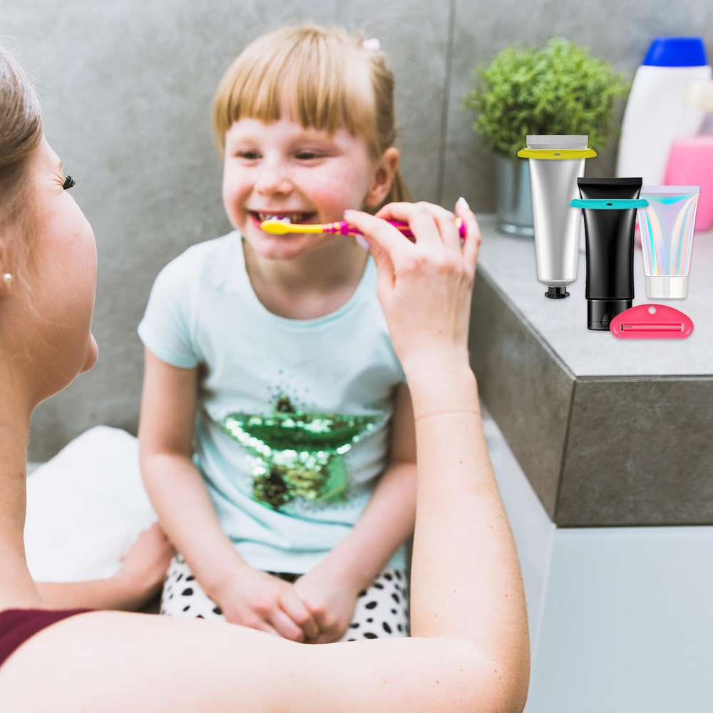 Bremorou 8 Pcs Toothpaste Squeezer Plastic Toothpaste Tube Squeezer Holder Clip