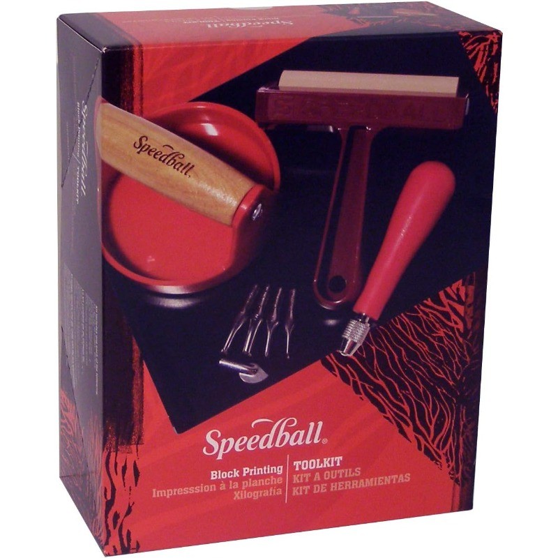 Block Printing Tool Set (4-Piece) - Includes Linocut Carving Tool, Roller Brayer