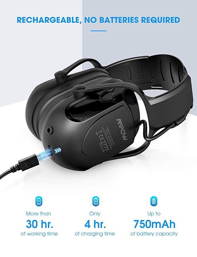 MPOW Ear Defender Noise Cancelling Safety Ear Muffs Protect Bluetooth Headphones