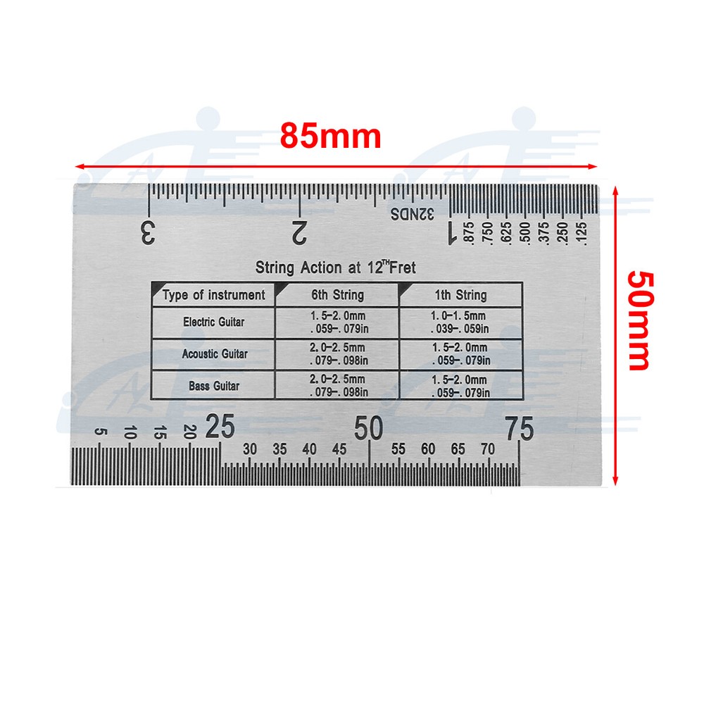 Guitar Neck Notched Straight Edge Understring Radius Gauge String Action Ruler