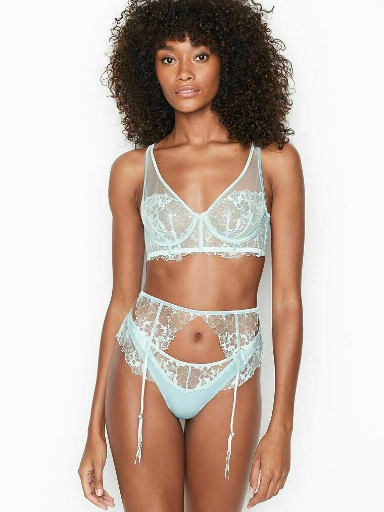 Victoria’s Secret Lace Garter Belt Light Blue Sexy Lingerie Adjustable Suspender