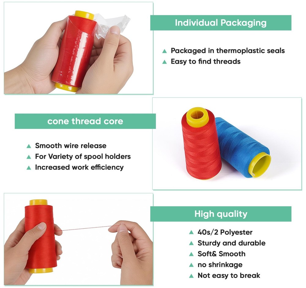 1800 Yards Serger Thread-Yellow, All Purpose Thread for Sewing, Serger Thread...